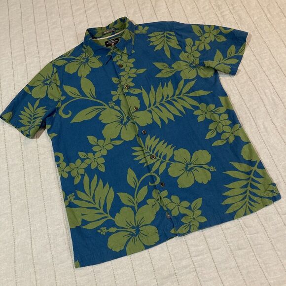 Quiksilver Waterman Hawaiian Shirt Collection Mens Blue Floral Regular Fit Med - Picture 1 of 12